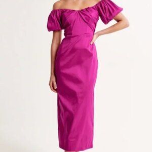 NWT - Abercrombie & Fitch Women's Taffeta Off-The-Shoulder Midi Dress